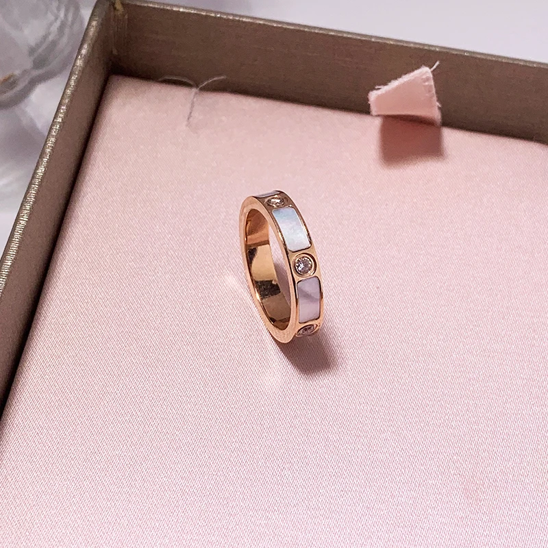 Yun ruo Pave Циркон натуральный корпус кольцо из розового золота цвет подарок на день рождения Женская мода титановая сталь ювелирные изделия никогда не выцветают Прямая поставка