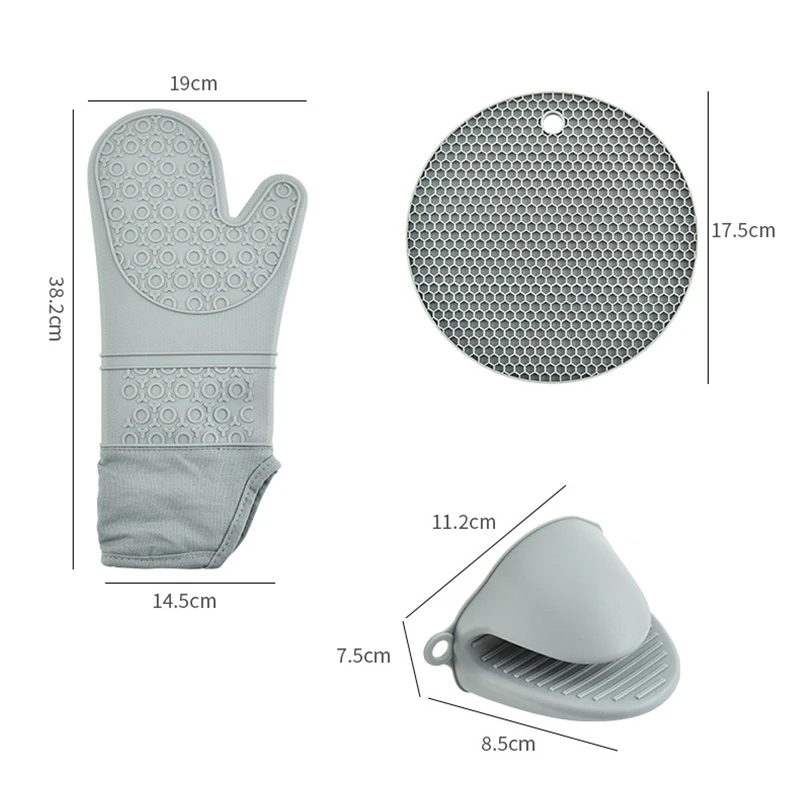 6Pcs Extra Long Oven Mitts and Pot Holders Sets, Heat Resistant Silicone Oven Mittens, Mini Gloves and Hot Pads Potholders