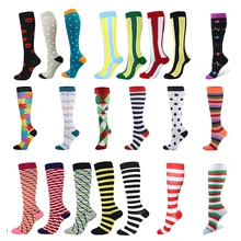 Men&Women Compression Socks Leg Support Stretch Outerdoor Breatheable Colorful Stripe Knee High Sock DropShip for Chirstmas Gift