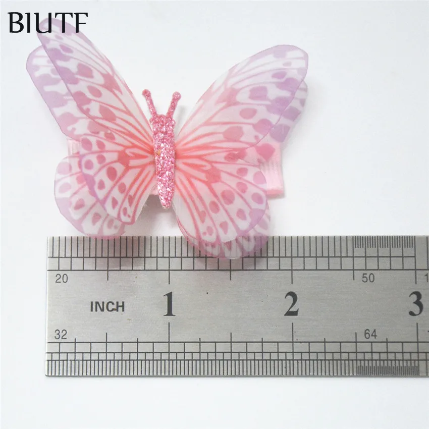 10pcs/lot 2.6'' Silk Tulle Hair with Clip Accessories Fabric Bow Beautiful Headwear Hairpin HDJ162