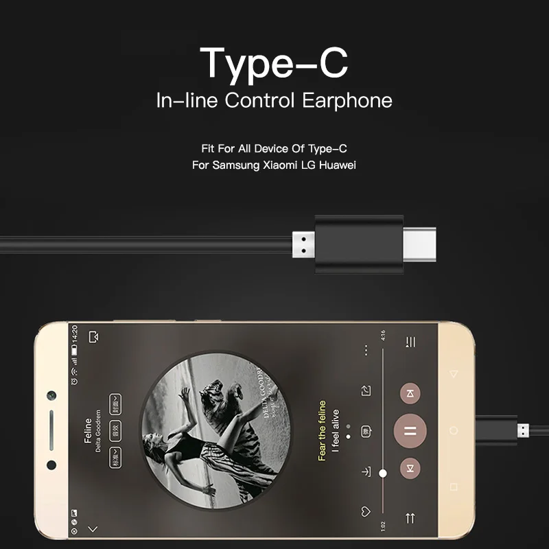 Niye Type C проводной спортивные наушники для Xiaomi Huawei вкладыши мобильного телефона hi