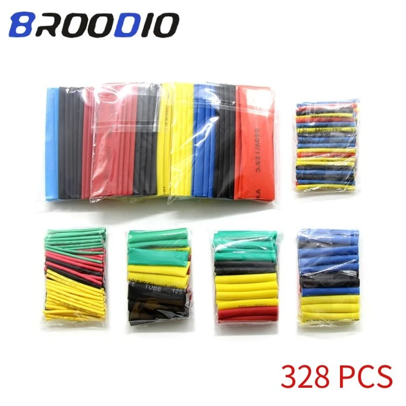 

328Pcs/set Heat Shrink Tubing Wrapping Sleeving Wrap Wire Car Electrical Cable Tube kits Polyolefin 8 Sizes Mixed Color