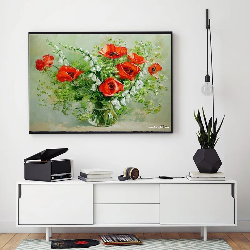 DIY Oil Painting By Numbers Kit flowers Street Rose Painting On Canvas Home Decoration Home Wall Art Picture Artwork 40x50cm