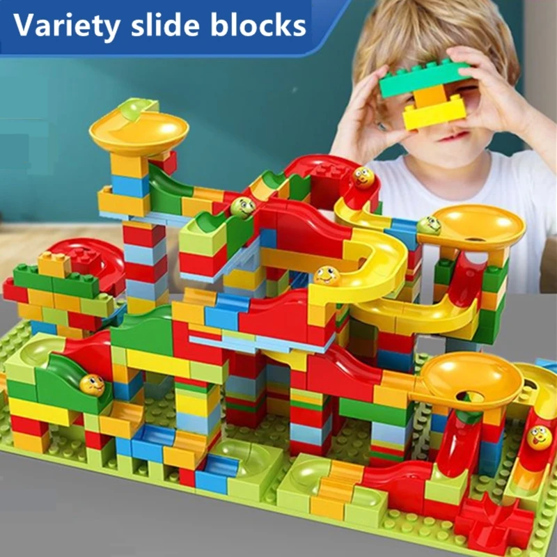 

Labyrinth Ball Marble Race Big Block Compatible Double Puzzle Building Block Funnel Slide DIY Big Brick Puzzle Baby Toy