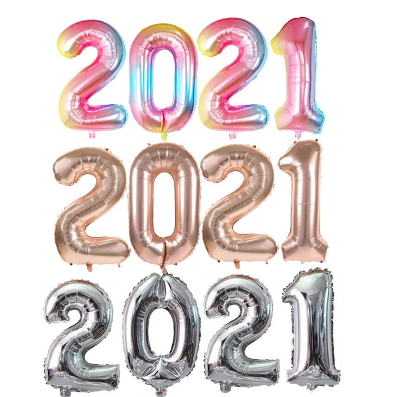 

32inch 2021 Sliver Rose Gold Number Balloon Birthday Wedding New Year Party Decorations Foil Balloons Kid Boy toy Baby Shower