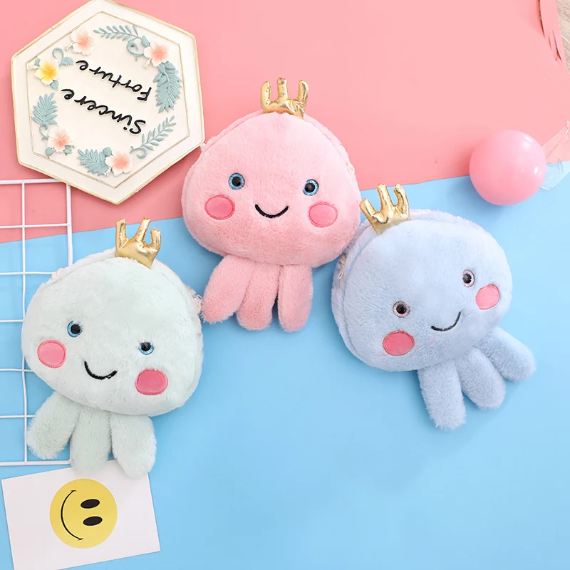 

1pc Kawaii Girl Jellyfish bag Lolita Soft Plush Toy Doll Single Shoulder Octopus shoulder Bag girl gift