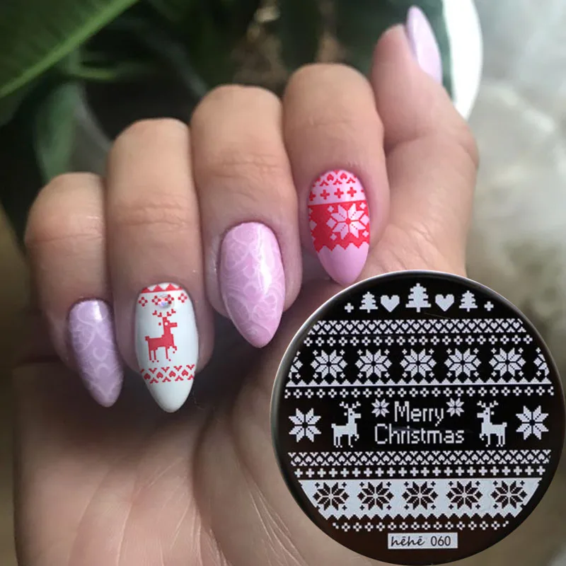 

Christmas Nail Stamping Plates Snowflakes Santa Claus Winter Nail Art Stamp Template Image Plate Stencil DIY Manicure Tools