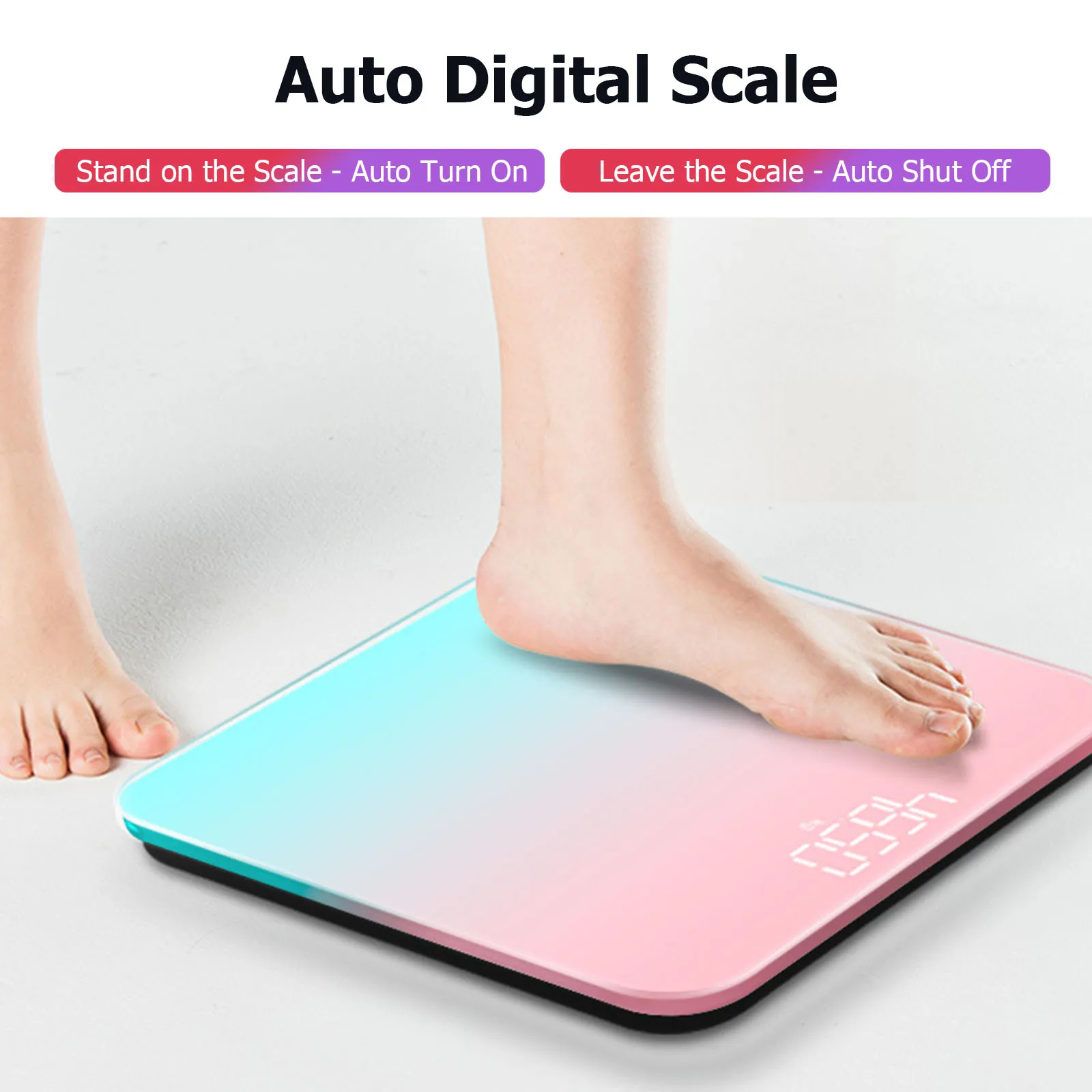 Smart Digital Scale Highly Accurate for Body Weight Bathroom Weight Scale with LED Screen USB Charging Slim Design Random style
