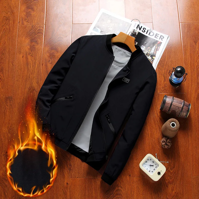 

Autumn & Winter MEN'S Casual Jacket Plus-sized Fat Baseball Uniform Lard-bucket Loose-Fit Jacket plus Velvet Jacket