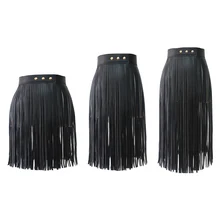 Женские Высокая Талия Искусственная кожа юбка с бахромой тела жгут панк вечерние клубная одежда