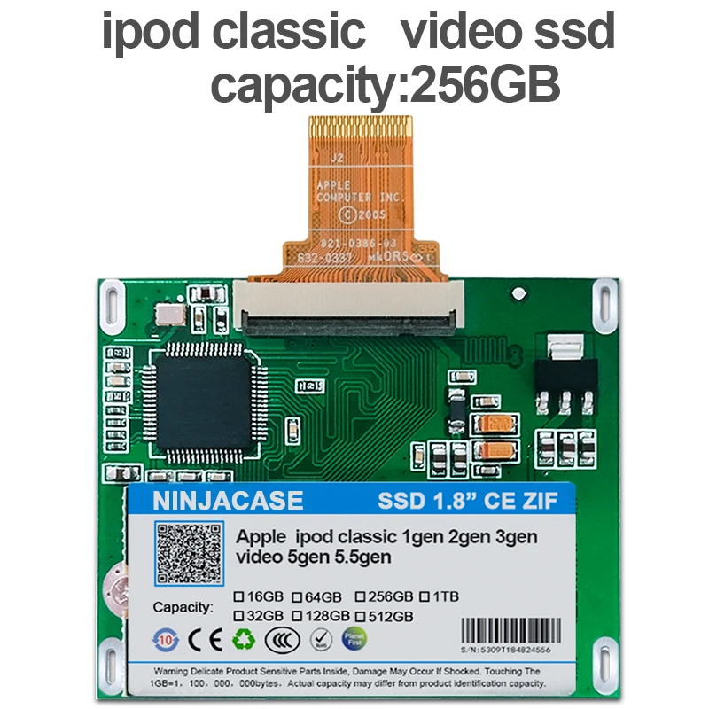 Ssd para Ipod Polegada Clássico 7gen Ipod Vídeo 5th Substituir Mk3008gah Mk6008gah Mk801gah Mk1634gal Hdd Disco Rígido 1.8 256 gb