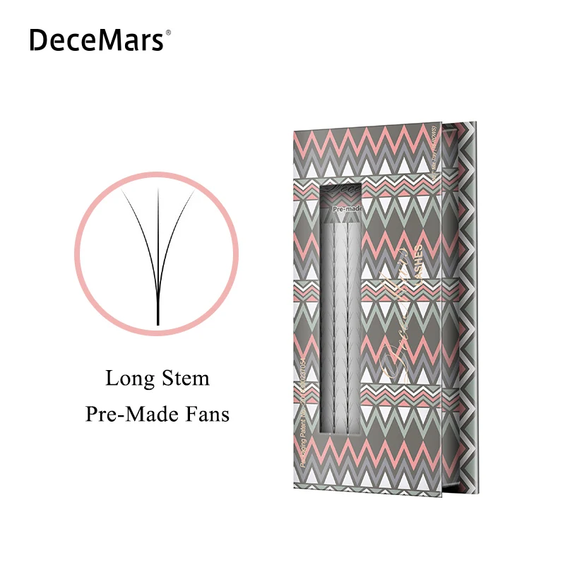 

DeceMars Long Stem Pre Made Volume fans lashes 3d/4d/5d/6d lashes Russian Volume Eyelash Extensions Pre-made lash 16lines/Tray