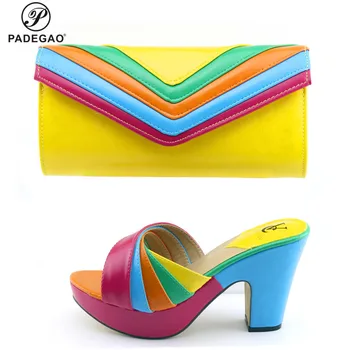 

New Arrival African Women Matching Italian Shoes and Bag Set Decorated Italian Ladies Shoe and Bag Set for PartY