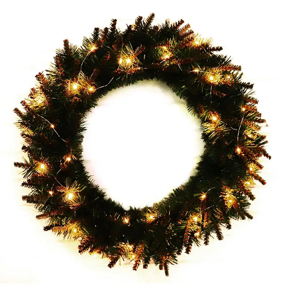 50cm with lights Рождественский венок ручной работы ротанга кулон гирлянда торговый центр Рождественская елка дверь декоративный венок guirnalda navidad - Цвет: 50cm with lights
