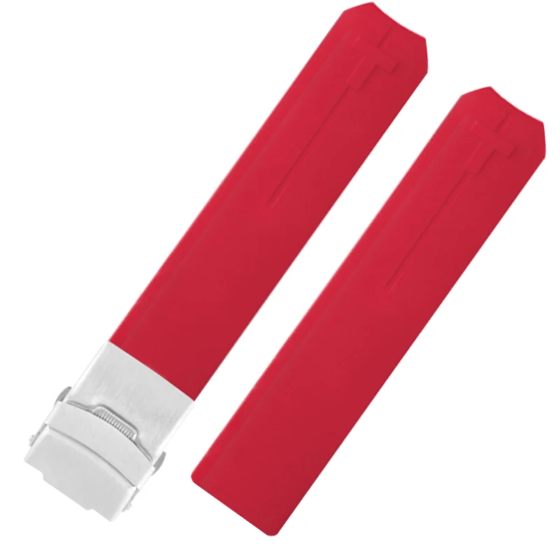 red 1 clasp 21mm Силиконовые ремешки для часов 20 мм 21 мм для Tissot T013 T047 резиновый оранжевый ремешок T-Sport ремешок водонепроницаемый T013420A T047420A - Цвет ремешка: red 1 clasp 21mm