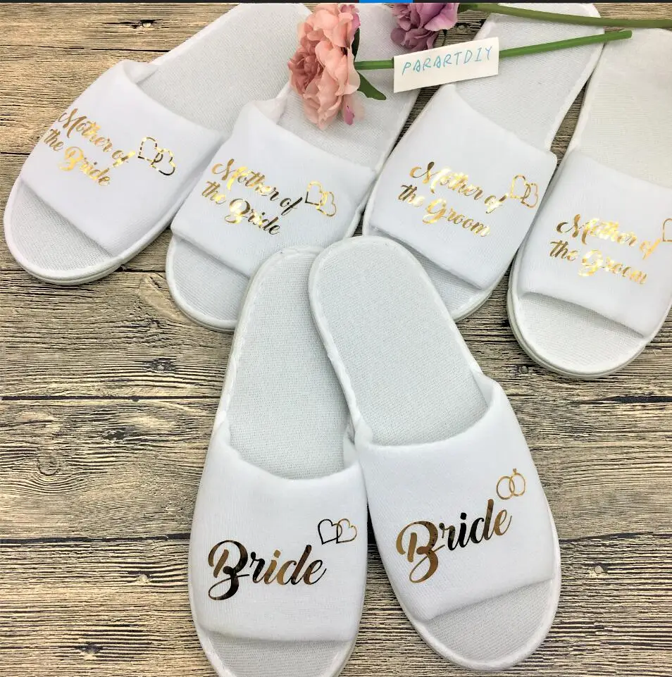 

Personalised title names bride slipper bridesmaid maid of honor hen party slippers spa day Bachelorette party favors gifts