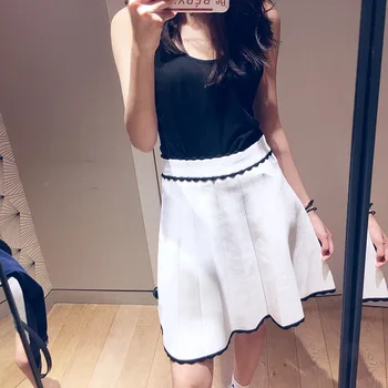 

Women Skirt 2019 Spring and Summer New Pleated A Word Knitted Skirt
