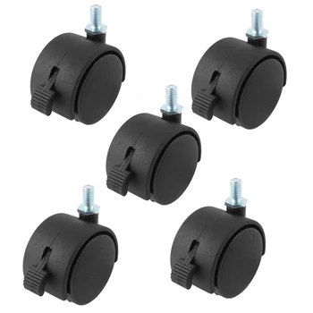 

8mm Threaded Stem 2 Inch Dia Wheel Chair Swivel Caster With brake 5 Pcs Black
