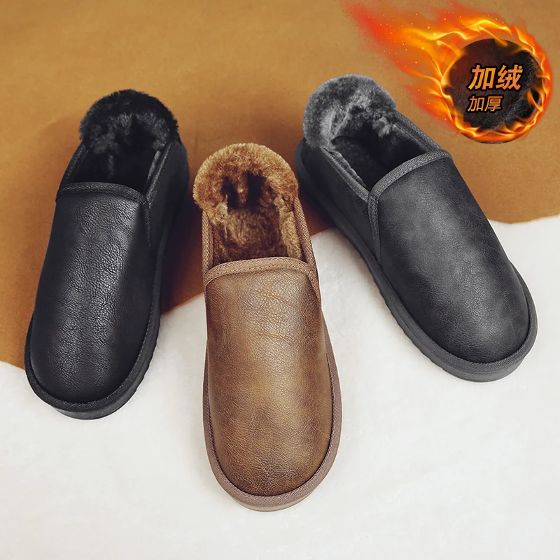Leather Ankle Men Boots Casual Shoes Cheap Outdoor Waterproof Work Safety Shoes Mens Snow Boots Sneakers Warm Military Boots