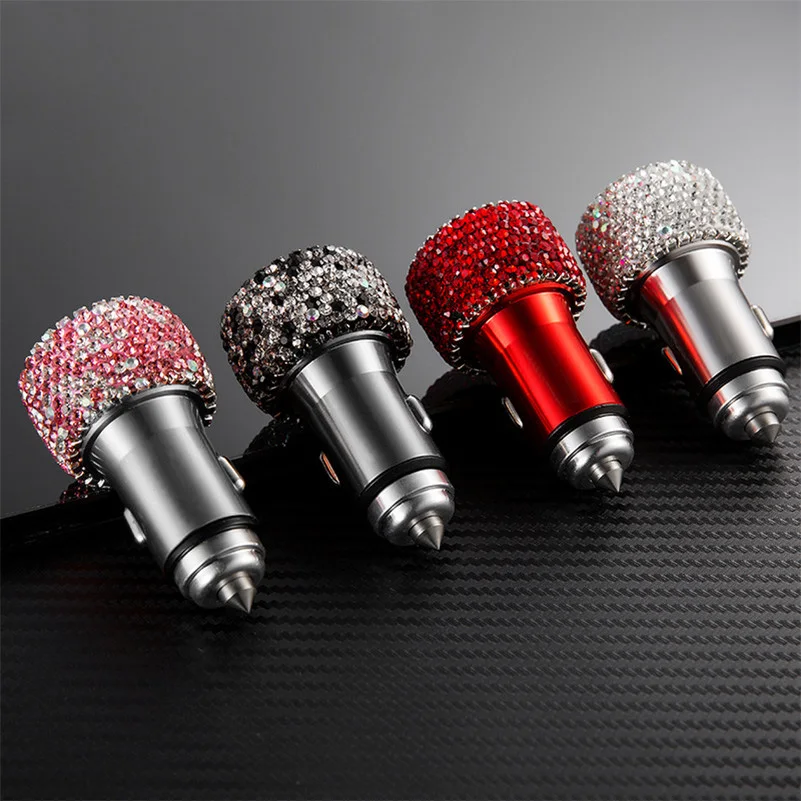 New-Bling-Diamond-Rhinestone-Car-2-in-1-Dual-USB-Port-Fast-Charging-Safety-Hammer-Charger (2)