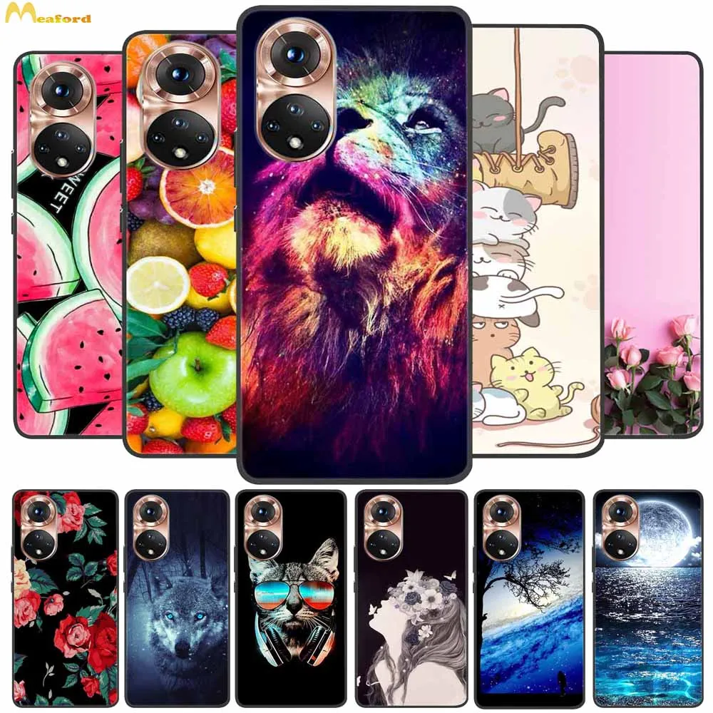 Per Honor 50 Custodia Honor50 Pro Black Tpu Silicone Soft Cats Lion Cover Per Honor X7 50 Pro Custodie Per Telefoni Cute Slim 50Pro 5G Capas