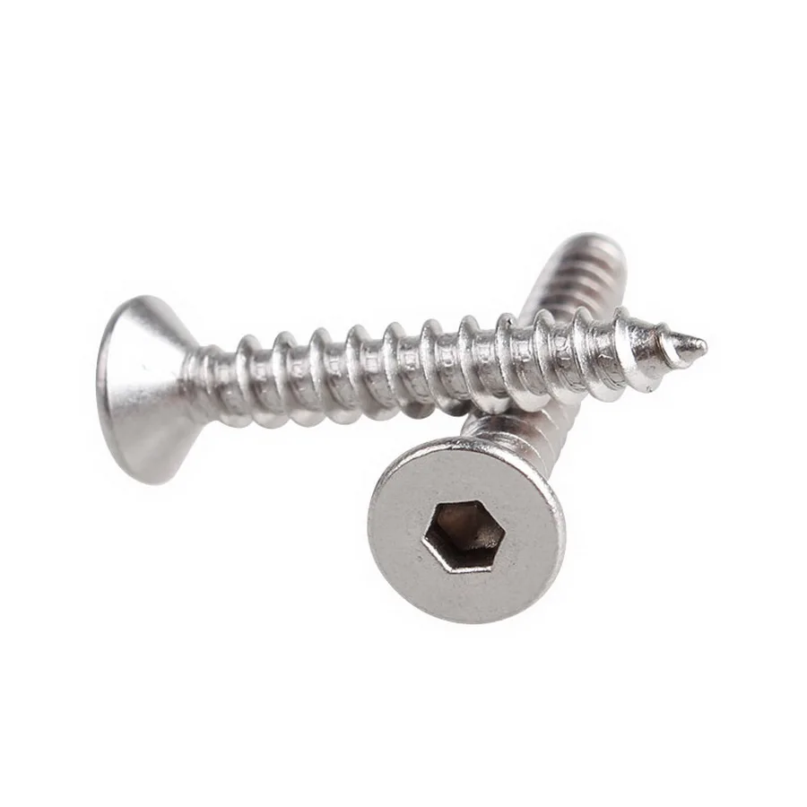 

20/40PCS 304 Stainless Steel Countersunk Head Hexagonal Self Tapping Screw M3 M4 M5 Flat Head Screws