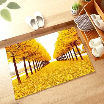 

3D golden money tree printed door mat non-slip grass path printing bathroom /bedroom rugs