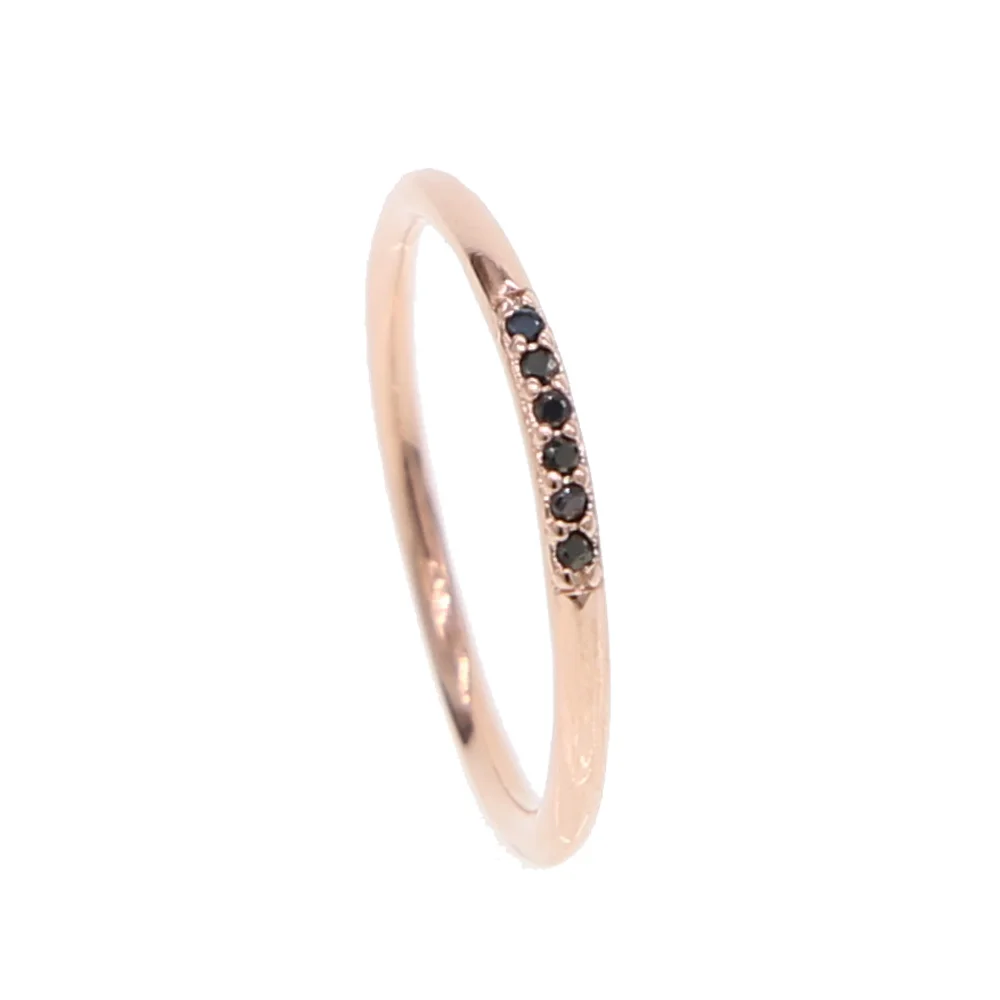 Простое классическое розовое золото проложить черный кубический цирконий
