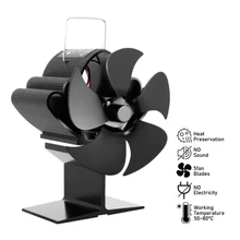 5 Blade Hot Air Stove Black Fireplace Environmentally Friendly Silent Fan Log Burner Home Efficient Heat Distribution