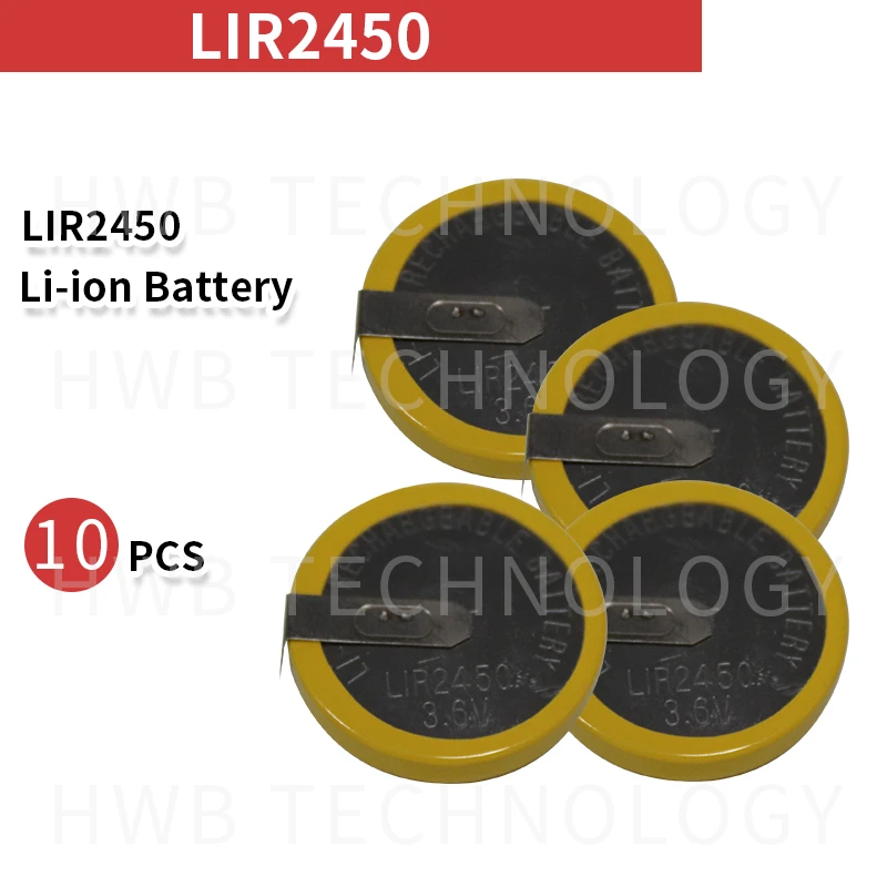 10pack NIEUWE LIR2450 3.6V 120mah knop oplaadbare lithium batterijen  batterij 2450 opladen Li Ion batterij met DIP2 been voeten|lithium battery|li-ion  batterybattery 2450 - AliExpress