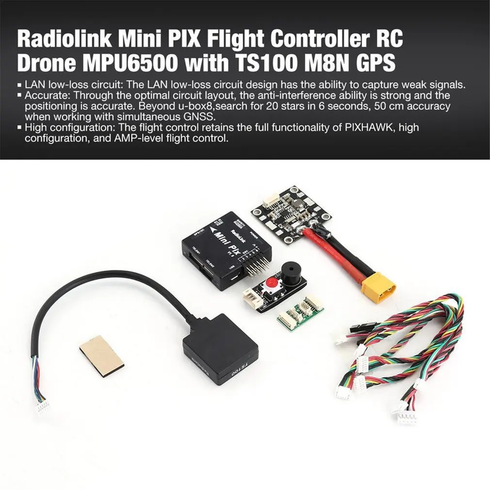 Radiolink Mini PIX Контроллер полета MPU6500 с TS100 M8N gps для радиоуправляемого дрона фиксированное крыло/Мультикоптер/вертолет/автомобили/лодки