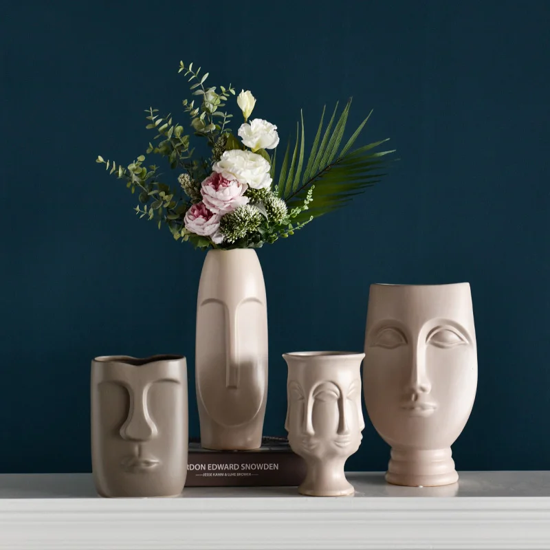 

European Simple Abstract Figure Ceramic Vase Decoration Home Livingroom Table Figurines Crafts Hotel Office Porch Furnishing Art