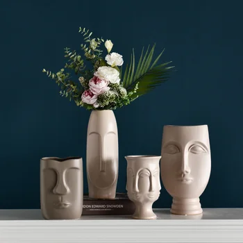 

European Simple Abstract Figure Ceramic Vase Decoration Home Livingroom Table Figurines Crafts Hotel Office Porch Furnishing Art