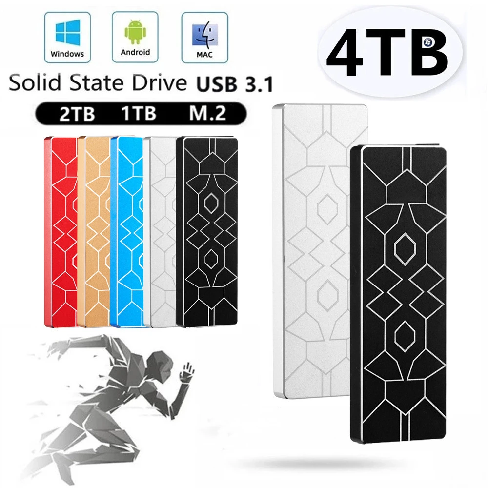 New4TB 2TB 1T Mobile Hard Drive Type C USB3.1 Mini SSD Shockproof Aluminum Alloy Solid State Drive hd Transmission Speed