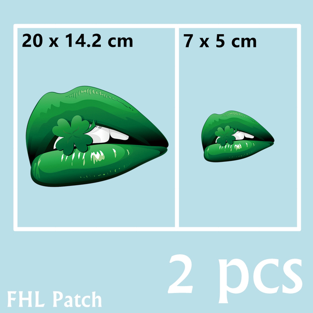 Patches For Women Clothes Bags Iron On Patch DIY Heat Transfer Thermal Stickers Applique Green Lips D171