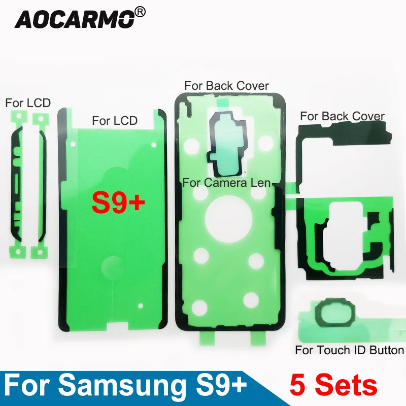 

5Sets/Lot For Samsung Galaxy S9+ G9650 S9Plus LCD Display Screen Back Battery Cover Camera Lens Waterproof Adhesive Sticker Glue