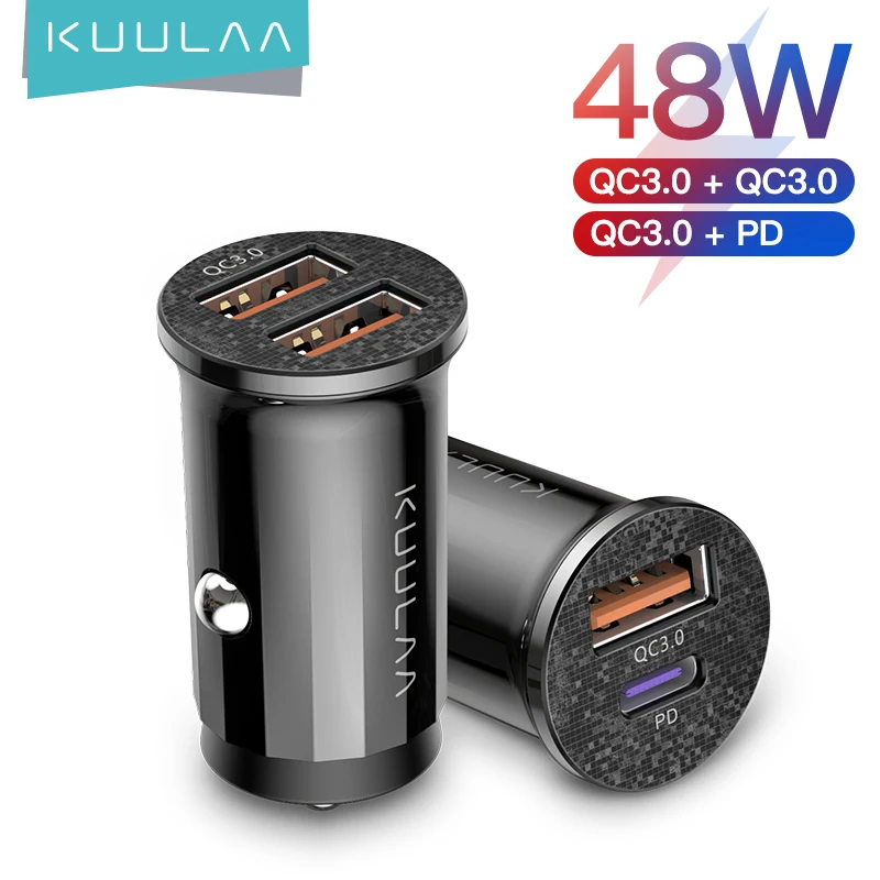 KUULAA Mini USB Car Charger Quick Charge 4.0 PD 3.0 36W Fast Charging Charger For iPhone Huawei Xiaomi Mi Type C Mobile Phone 1