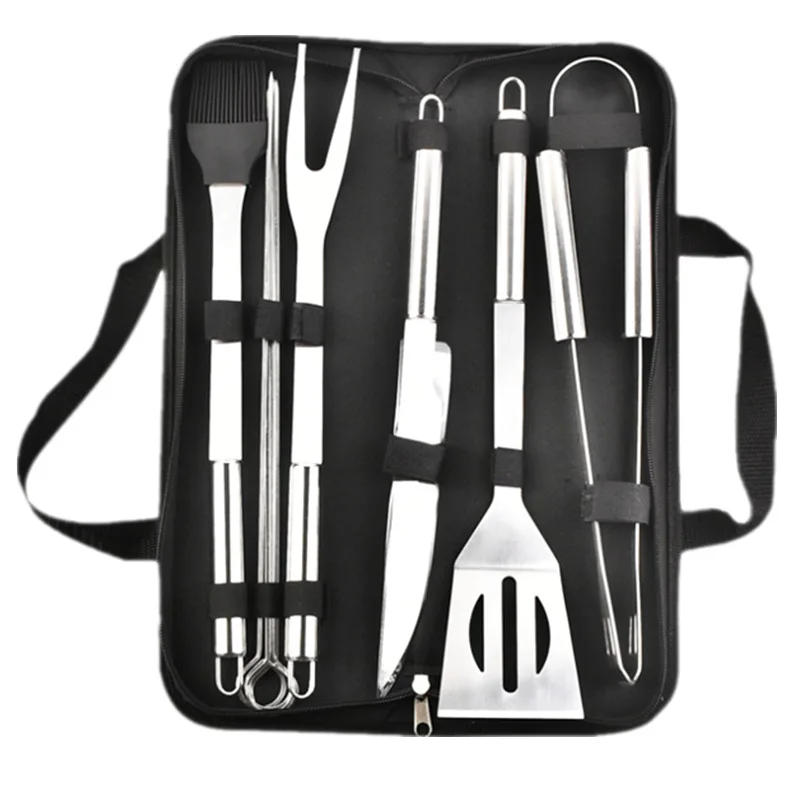 

Bbq Tool Set Barbecue Cooking Tools Durable Cloth Bag Meat Fork Stainless Steel Grill Accessories Outdoor Camping Kitchen Garget