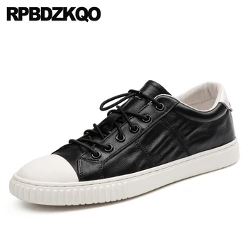 

luxury men shoes brand casual runway lace up black european 2019 fashion skate Italy rubber sole trainers white sneakers italian