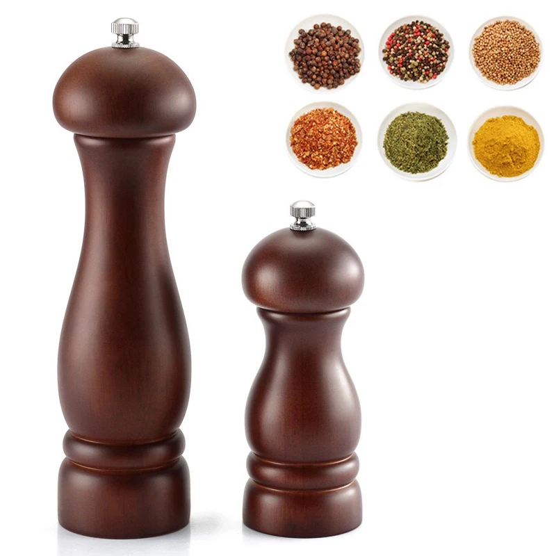 

Rubber Solid Wood Pepper Mill,Pepper Grinder with Strong Adjustable Ceramic Grinder 5" 8" - Kitchen Tools by FLYMUYU
