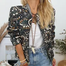 Women's Printed Baseball Jacket 2021 Autumn Winter New Short Fashion Printed Baseball Jacket Casual Women Clothing