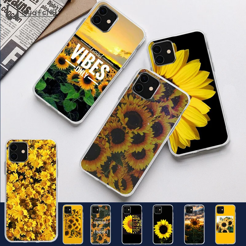 LJHYDFCNB желтый подсолнух ТПУ Мягкий силиконовый чехол для телефона IPhone 11 Pro XS MAX 8 7 6 6S