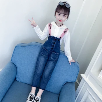 

Girls Clothes Hoodies + Suspender Jeans 2019 Children Kids Boutique Clothing Sets Outfits Teen Spring Autumn Fall 2 to 13 Years