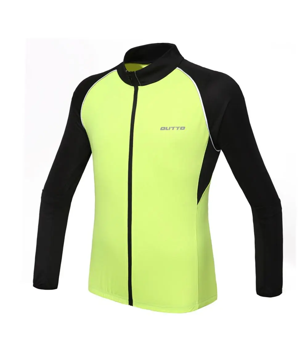 Fluorescent green Мужская велосипедная рубашка Outto с длинным рукавом, быстросохнущая велосипедная Джерси, велосипедная майка - Цвет: Fluorescent green