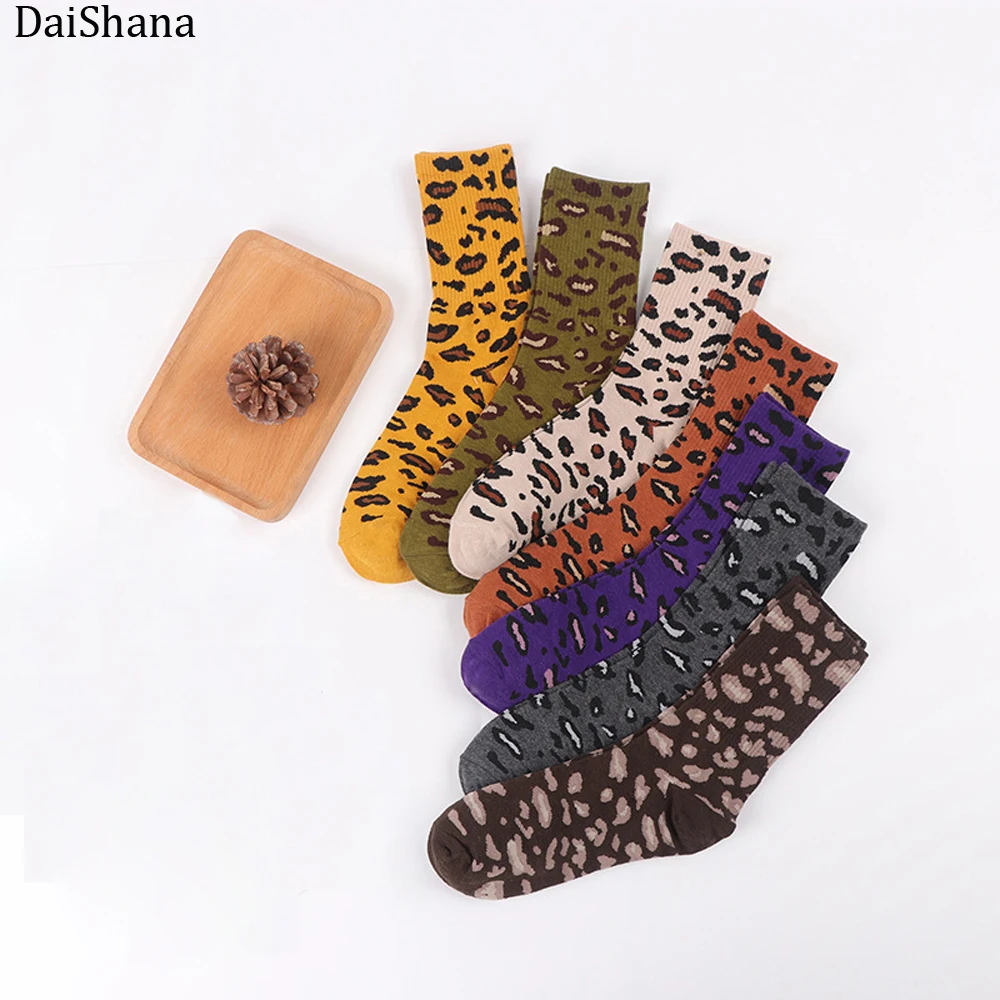 DaiShana Harajuku новые женские носки с леопардовым принтом элегантные Длинные