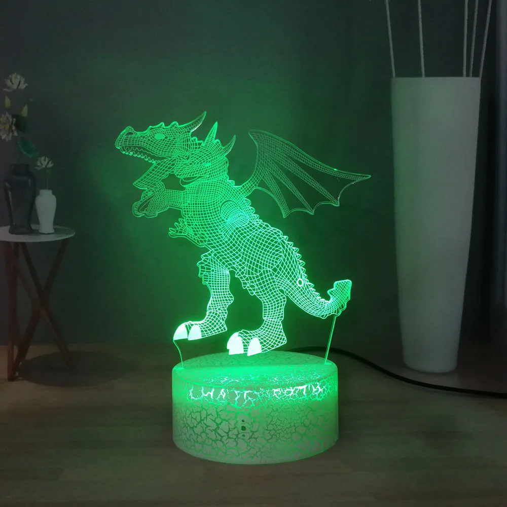 Космический Монстр King Ghidrah 3D Иллюзия ночника фигурки из кино светодиодный ночной