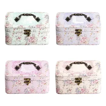 

2 Layer PU Jewelry Box with Lock Leather for Women Earring Ring Cosmetic Box Q0KE