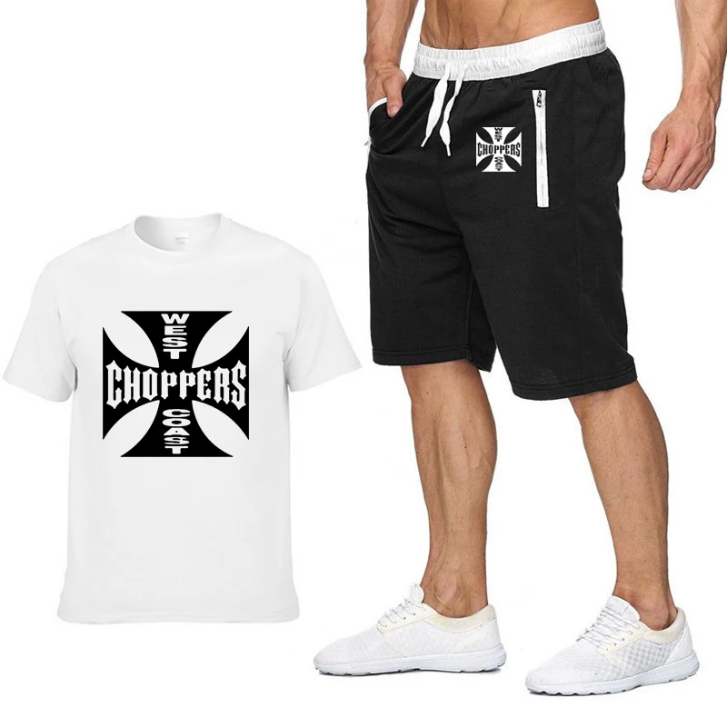 Рок-музыка West Coast Choppers футболка с принтом Мужская Летняя мода хлопок хип-хоп Харадзюку короткий рукав мужская футболка+ брюки костюм