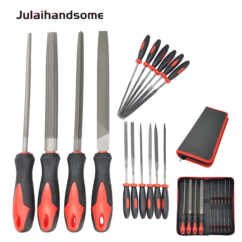 16PC File Set with Carry Case Premium Grade T12 Drop Forged Alloy Steel Flat/Triangle/Half-round/Round Needle Files Tool Set
