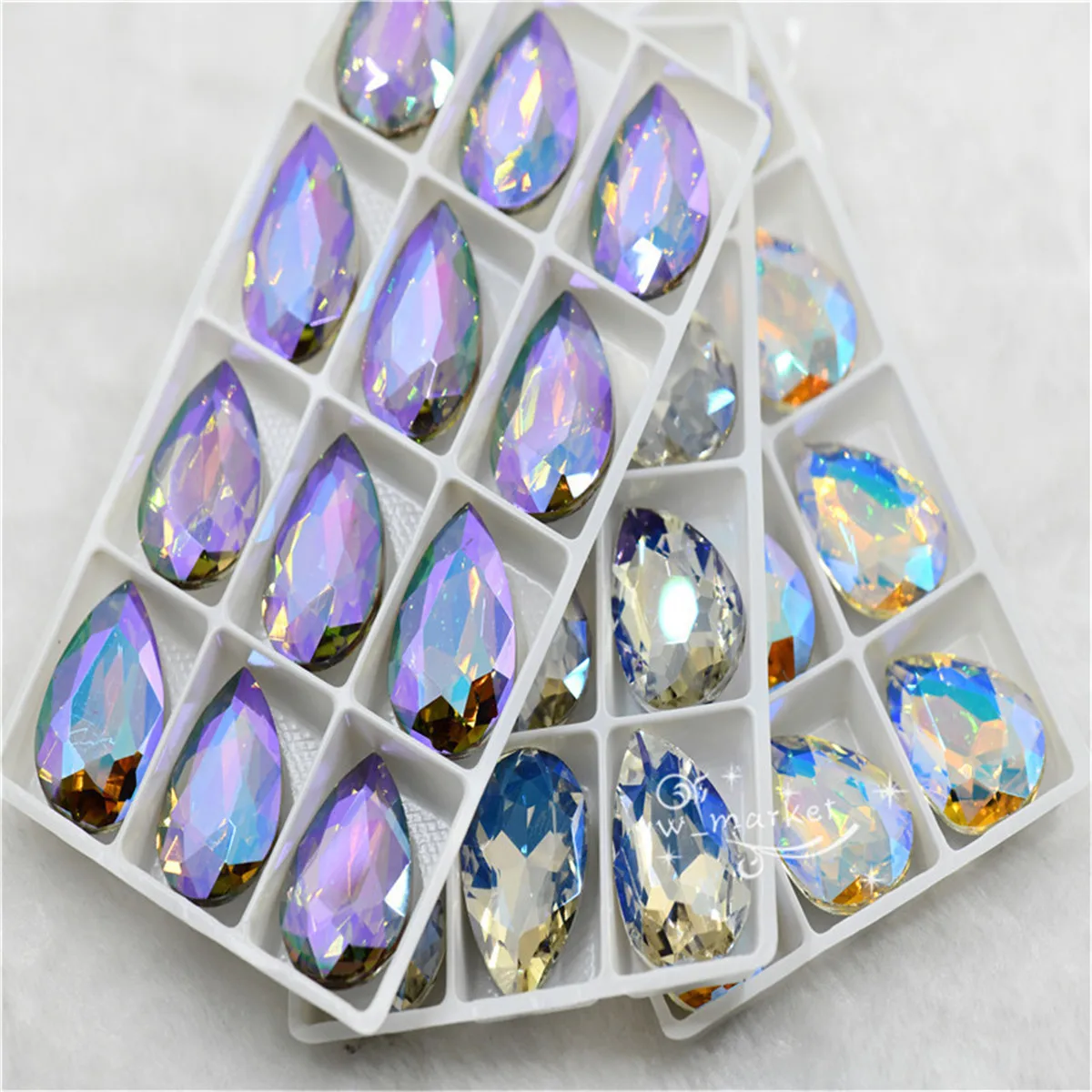 New Diy Beads Craft Paradise Shine Glass Crystal Pointback Rhinestone Droplet Glue on jewels Decoration Ghost Light